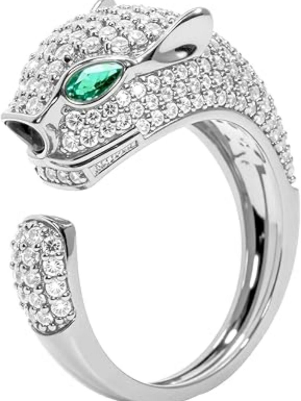 NEW Silver Plated Panther Rings Non Tarnish Adjustable Cubic Zirconia Standout